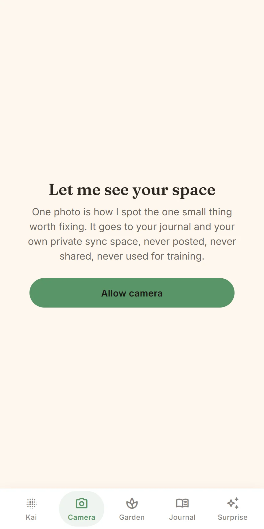 One photo, private, never used for training
