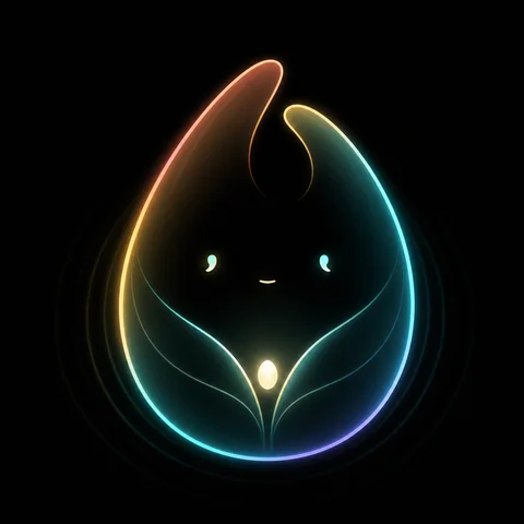 The LilyOna app icon, a small glowing character blooming in full color on black