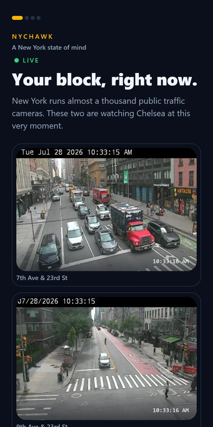The city's own cameras, live