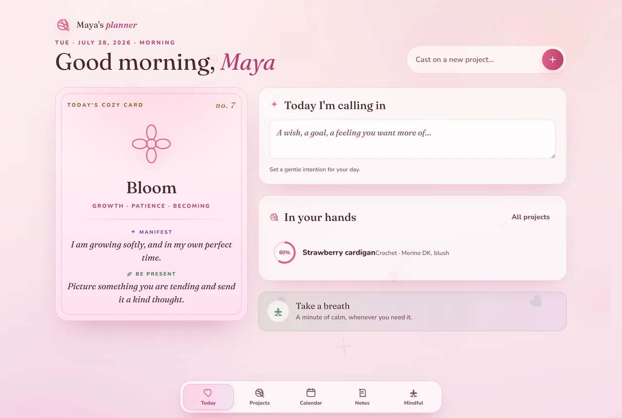 A real planner in the Cozy Pink theme
