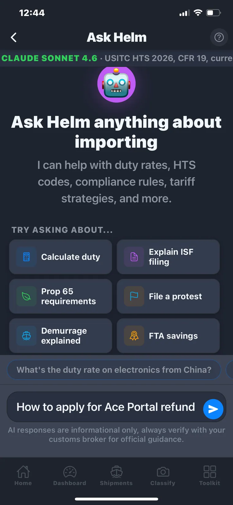 ImportHelm Helm Bot concierge intro