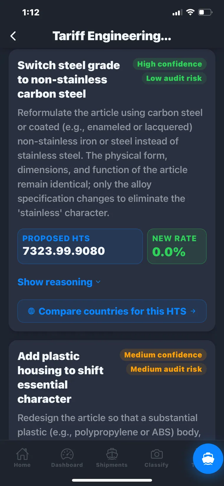 ImportHelm Tariff Engineering proposals